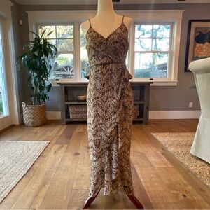 Bardot Brown Animal-Print Wrap Maxi Dress